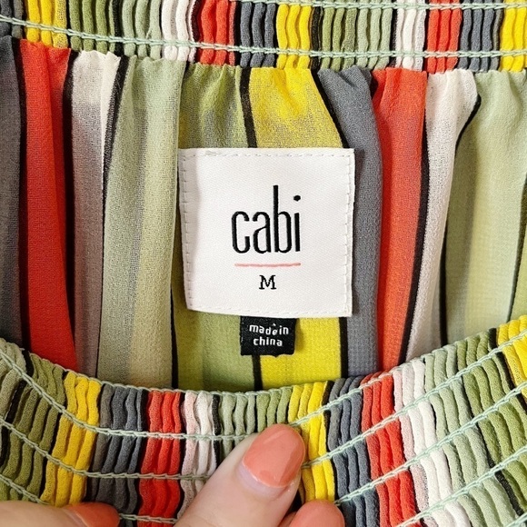 CAbi #5389 Maravilla Carnival Striped Off-the-Shoulder Top Colorful Size Medium - Picture 12 of 14
